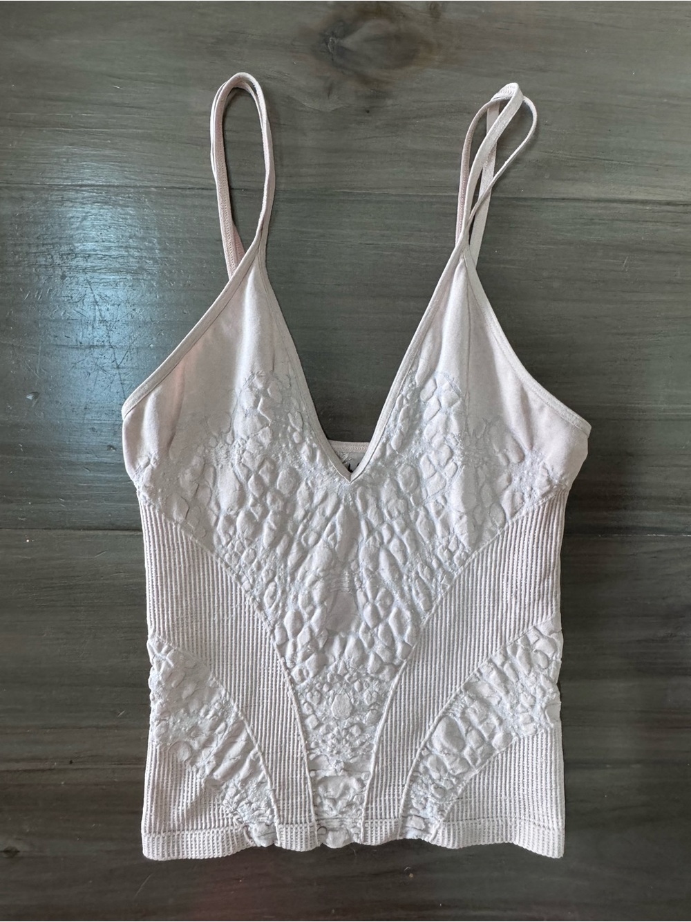 Free People V Neck Seamless Champagne Cami Women’s XS/S Double Spaghetti Straps